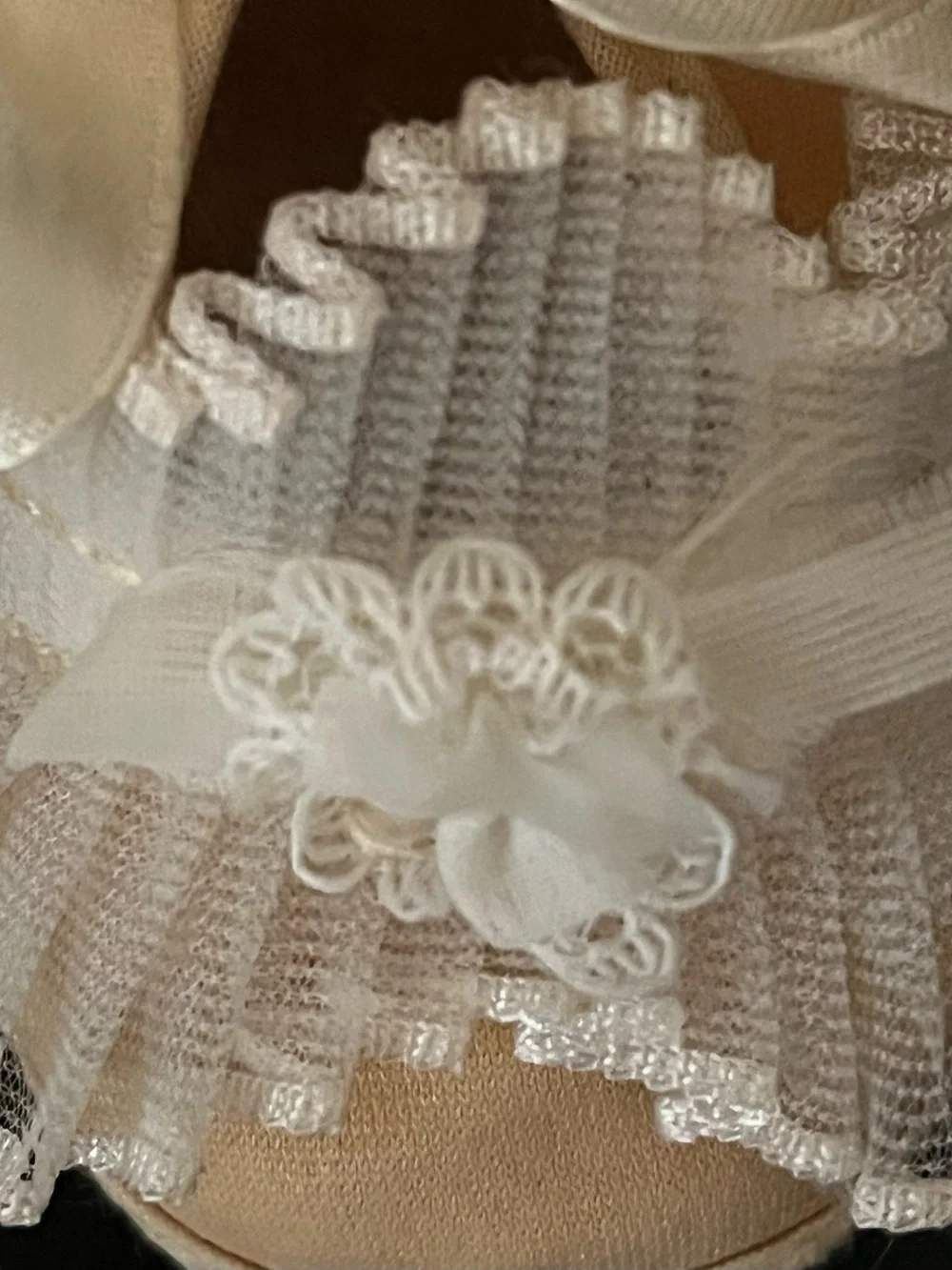 Vintage Baby Booties Tiny Lace and Ribbon Shoes Slippers Baptism Christening